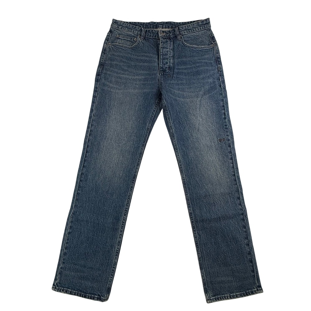 Ksubi Chitch Blue Straight Leg Denim Jeans Embroidered Crosses Mens 33x31
